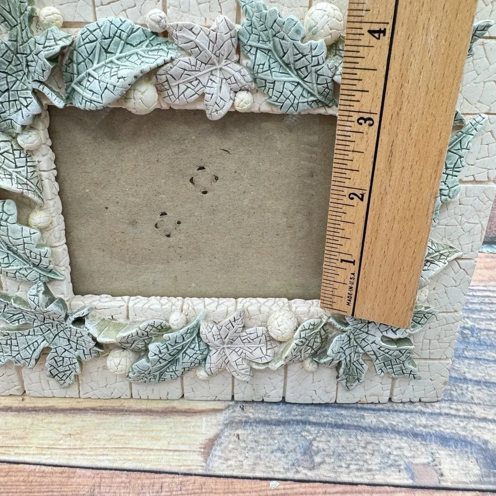 3D Nature Resin Picture Frame Maple Leaf Faux Stone Rustic 3.5x5 Photo Y2K 1990s